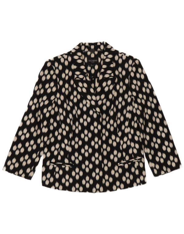 Hobbs Womens 3/4 Sleeve Open Blazer Jacket UK 12 Medium Black Spotted