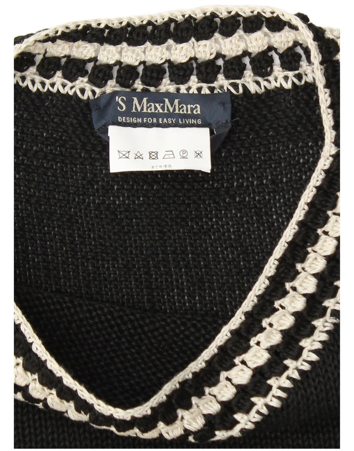 MAX MARA Damen Pullover mit bauchfreiem U-Boot-Ausschnitt, Gr. 10, Schwarz