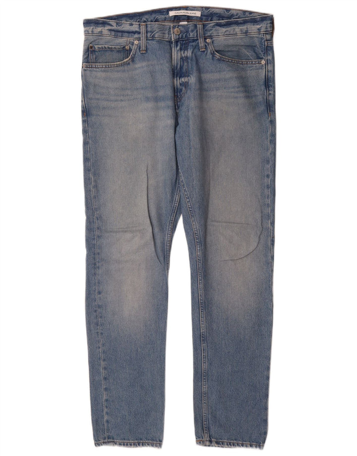 Calvin Klein Herren Slim Jeans W34 L32 Blaue Baumwolle