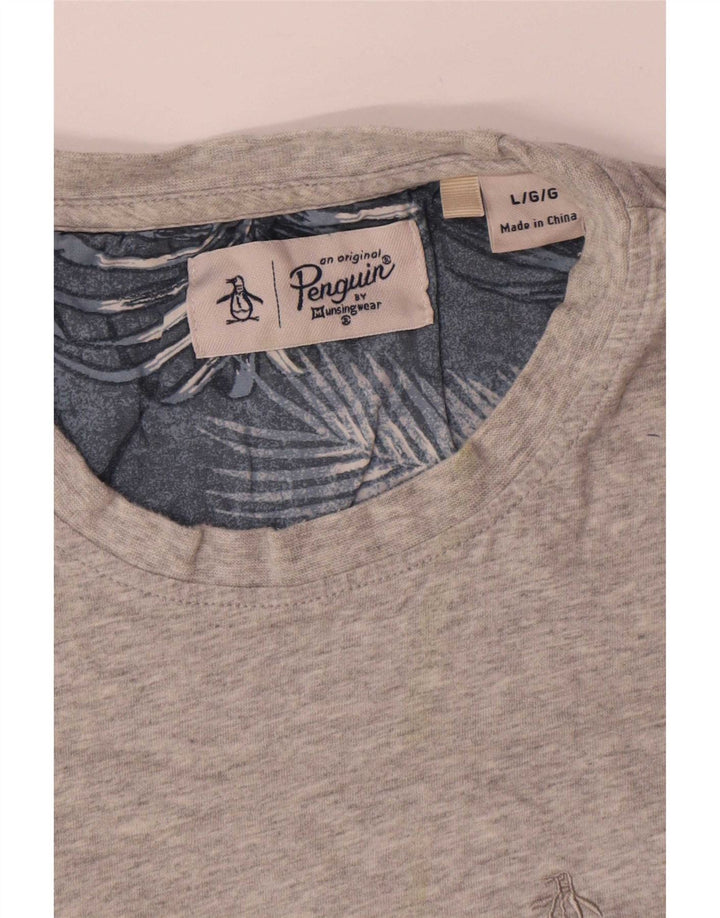 Penguin Herren-T-Shirt-Oberteil, groß, aus grauer Baumwolle