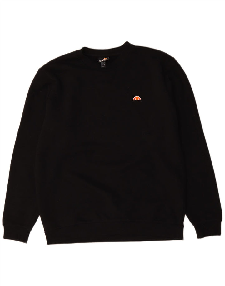 Ellesse Herren Grafik-Sweatshirt-Pullover aus mittelschwarzer Baumwolle