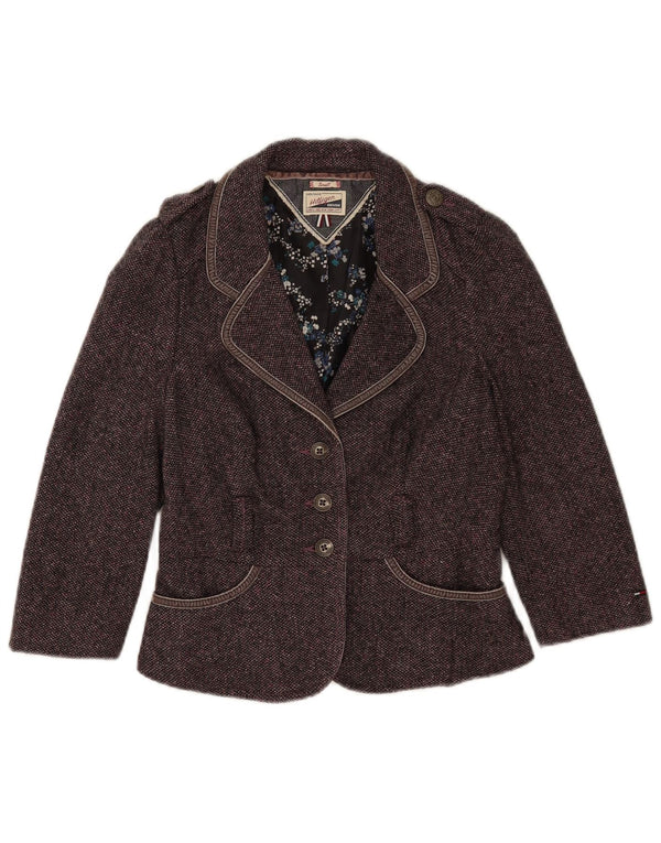 Tommy Hilfiger Damen-Militär-Blazer mit 3/4-Ärmeln, Gr. 10, Lila