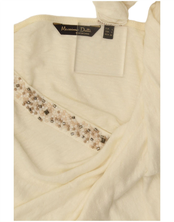 Massimo Dutti Damen T-Shirt Top UK 14 Large Off White