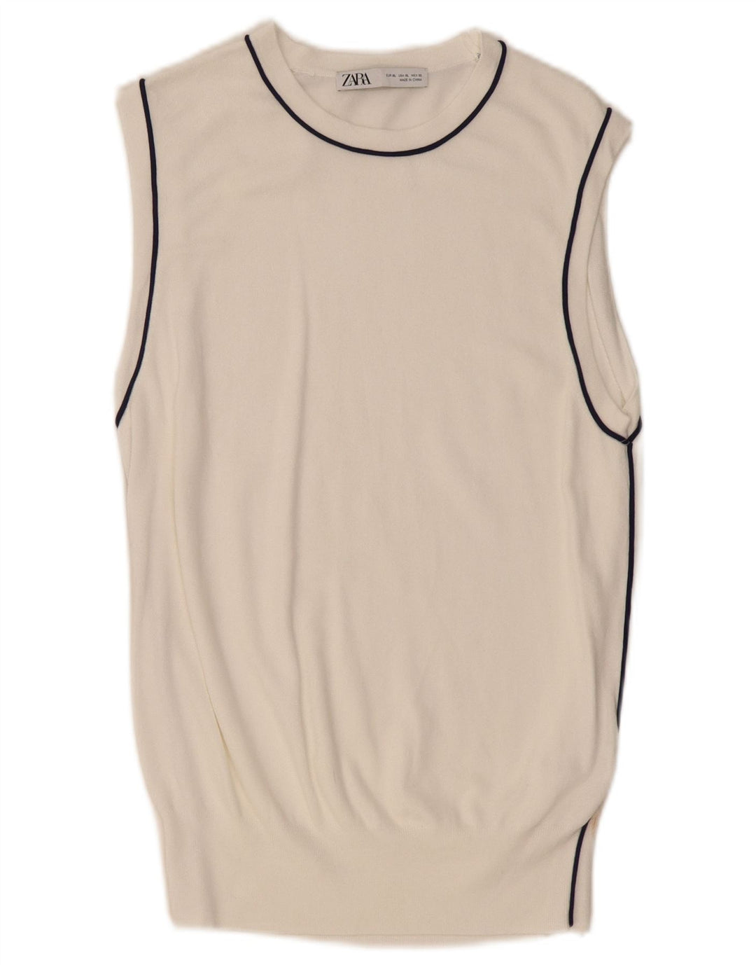 ZARA Damen Weste Tank Top UK 18 XL Weiße Viskose