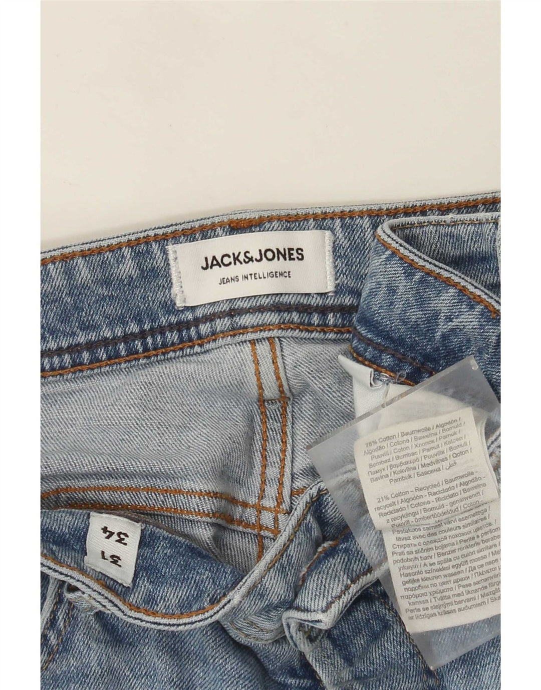 Jack & Jones Herren Straight Jeans W31 L34 Blaue Baumwolle