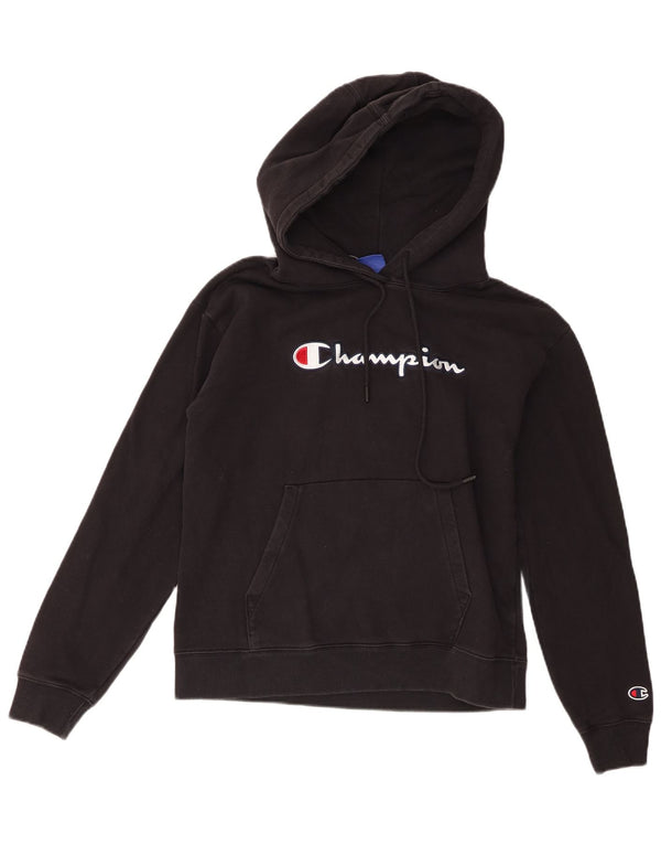 Champion Womens Graphic Oversized Hoodie Pullover UK 10 Small Schwarz Baumwolle
