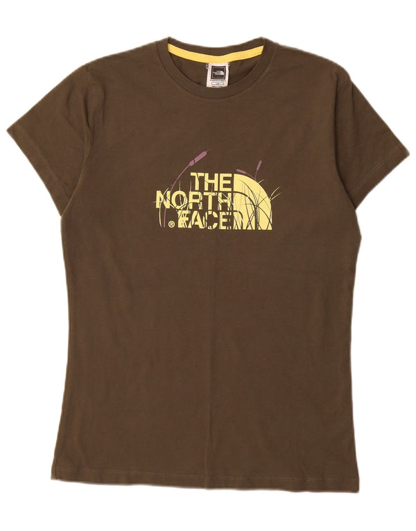 The North Face Womens Graphic T-Shirt Top UK 16 Large Khaki Baumwolle