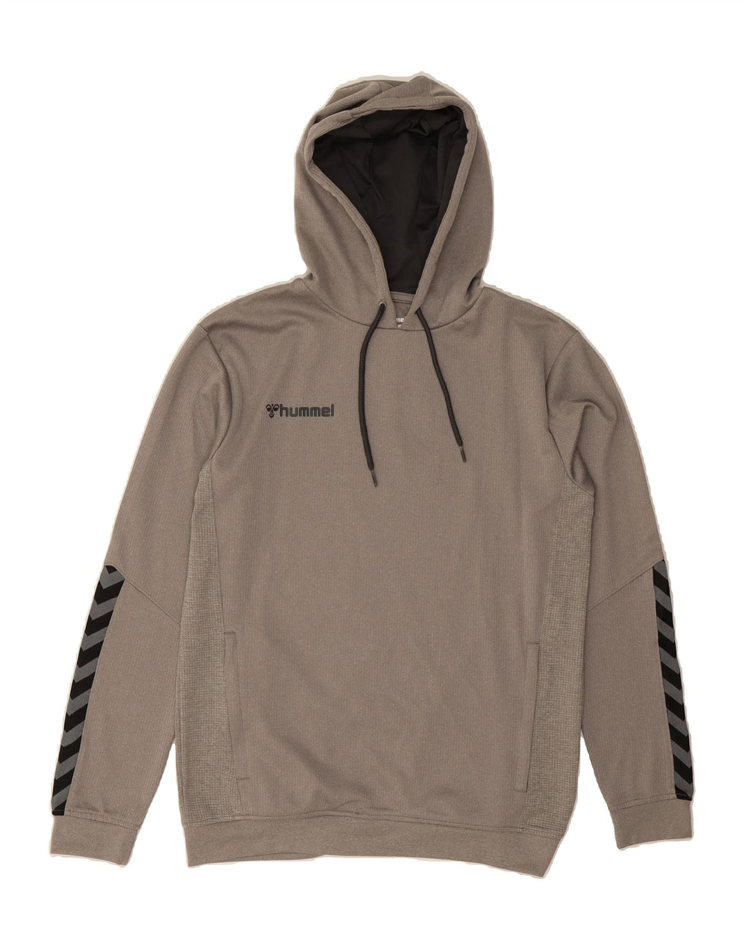 HUMMEL Mens Graphic Hoodie Jumper Medium Grey Colourblock Polyester Vintage Hummel and Second-Hand Hummel from Messina Hembry 
