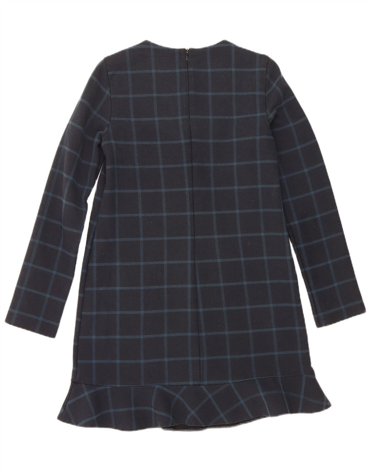 Zara Damen-Etuikleid mit langen Ärmeln, Gr. 10, Größe S, Marineblau, kariert