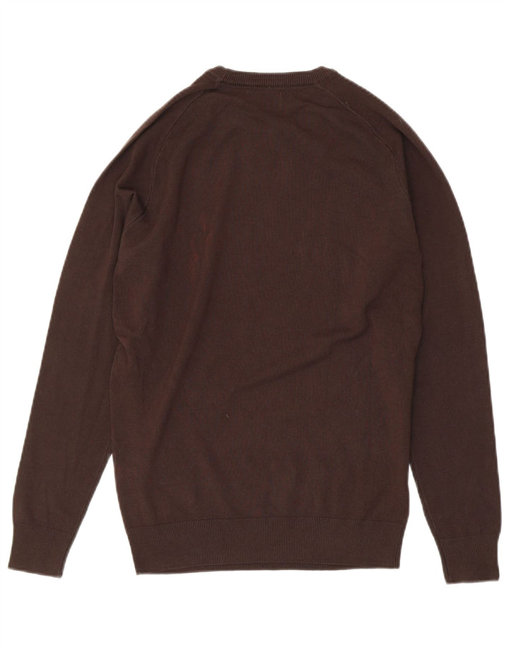 DATCH Herren-Pullover mit Rundhalsausschnitt, Größe S, braune Viskose