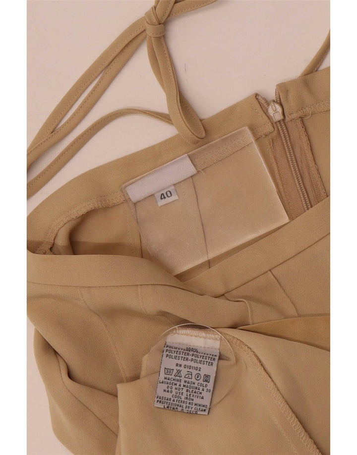 Stefanel Damen Midirock IT 40 Small W26 Beige Polyester