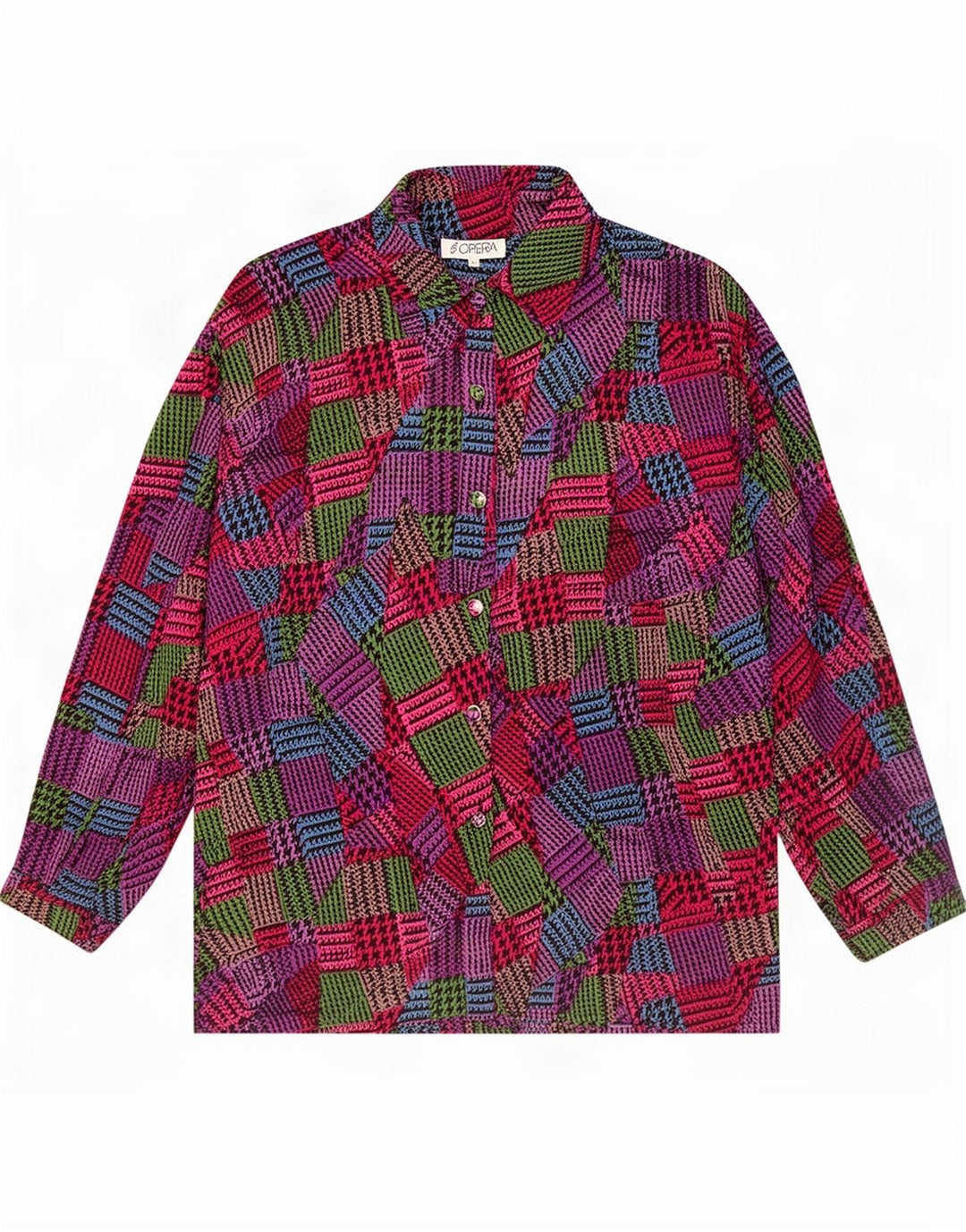 Opera Damen-Hemdbluse, Größe M, mehrfarbig, geometrisch, Acetat, UK 14
