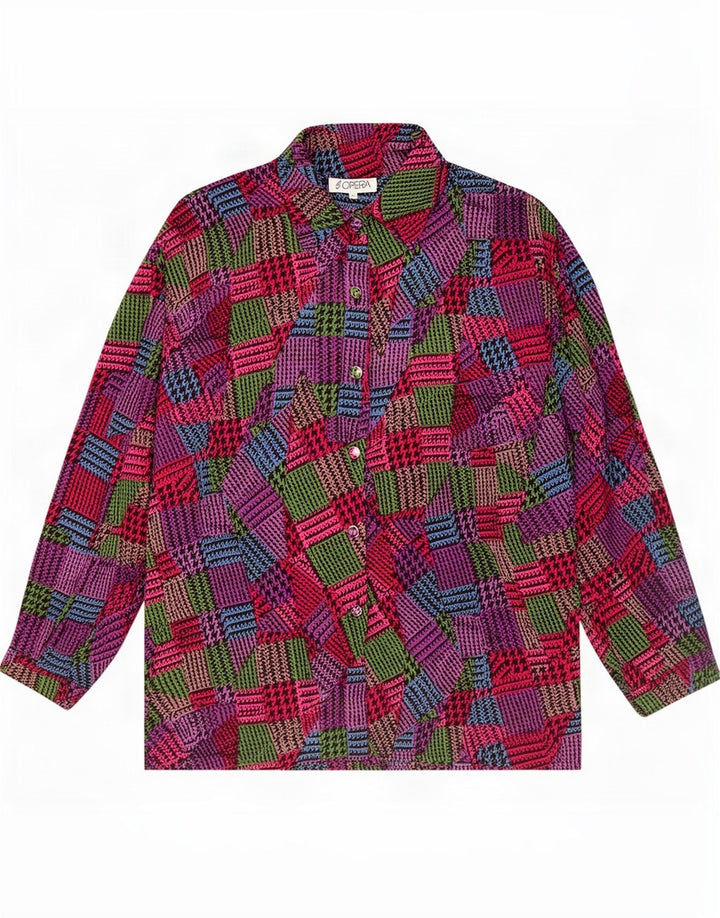 Opera Damen-Hemdbluse, Größe M, mehrfarbig, geometrisch, Acetat, UK 14