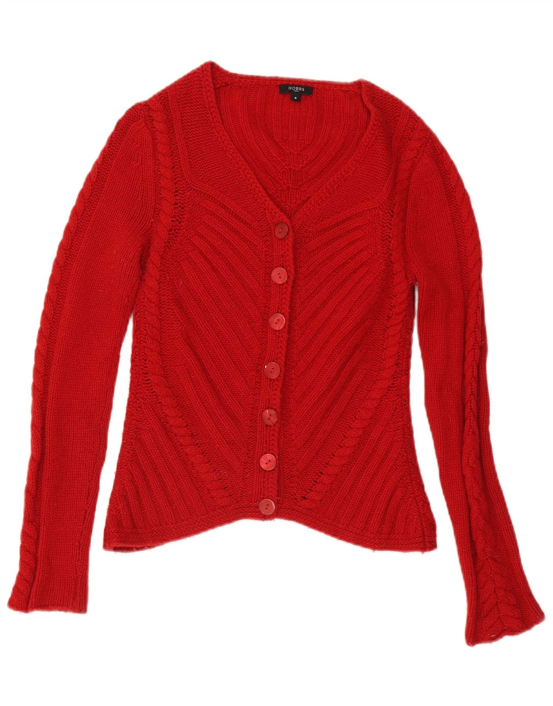 Hobbs Damen-Cardigan-Pullover UK 8 Kleine rote Lammwolle