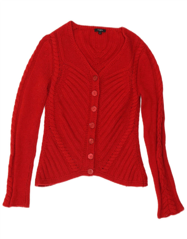 Hobbs Damen-Cardigan-Pullover UK 8 Kleine rote Lammwolle