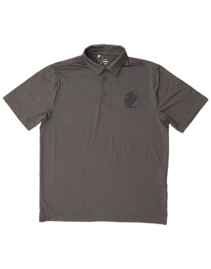 UNDER ARMOUR Mens Polo Shirt Large Grey Polyester