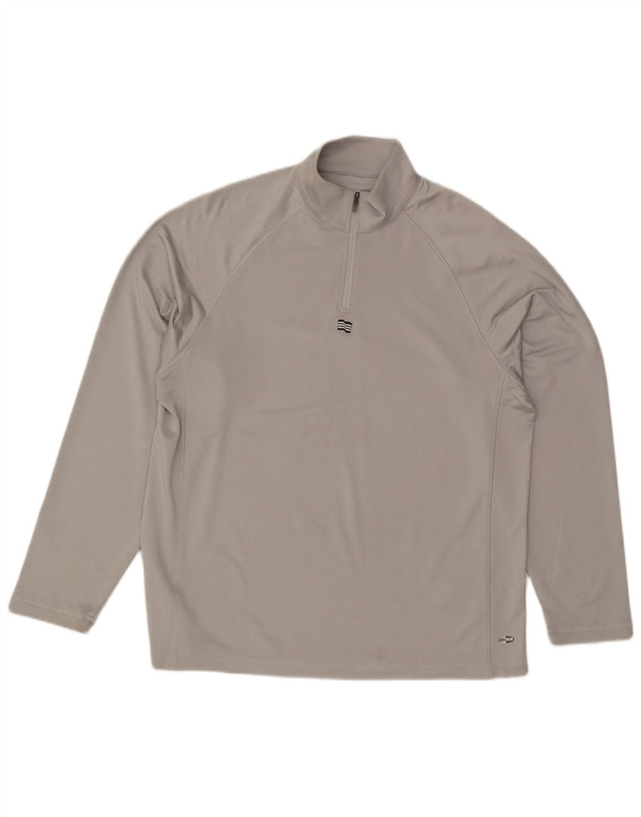Adidas Herren Climawarm Zip Neck Pullover Trainingsanzug Top Large Grau Polyester