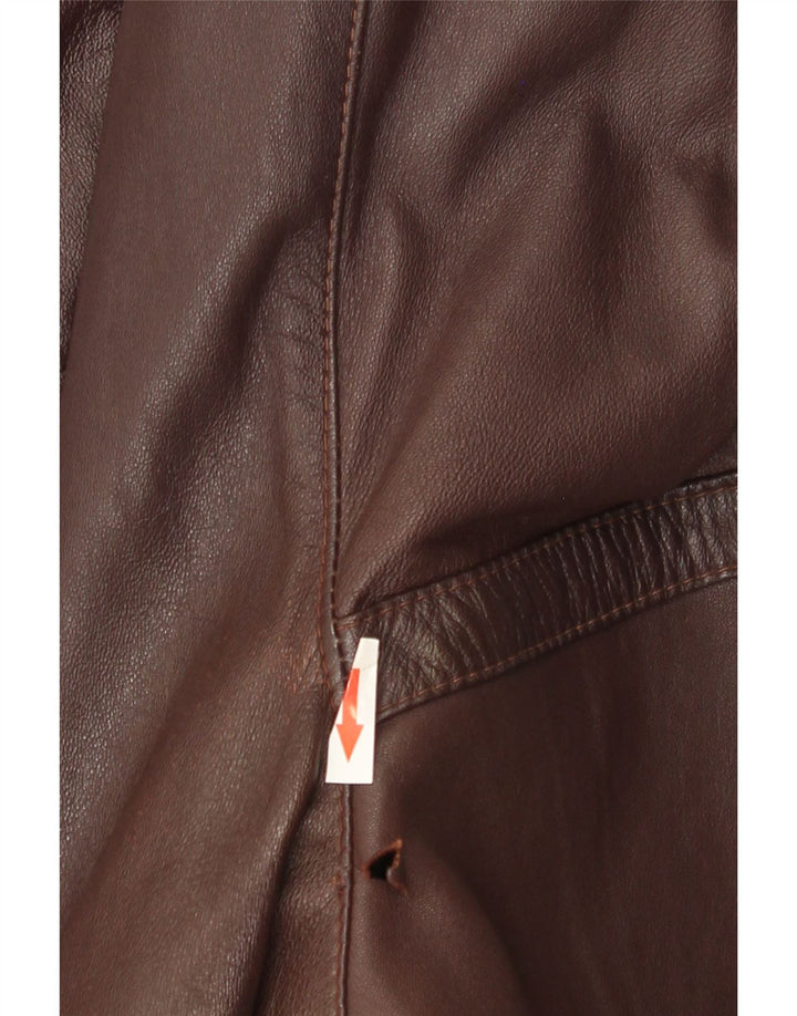 Vintage Damen Übergroßer Ledermantel EU 40 Mittelbraunes Leder