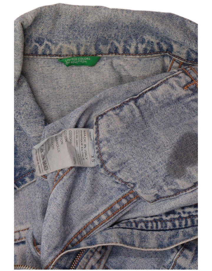 United Colors of Benetton Damen Crop Denim Jacke UK 6 XS Blue Classic