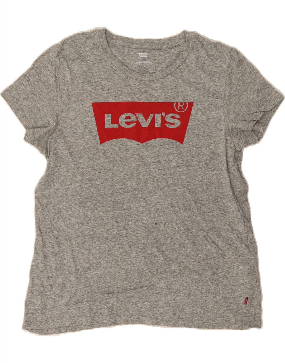 LEVI'S Womens Graphic T-Shirt Top UK 16 Large Grey Cotton Vintage Levi's and Second-Hand Levi's from Messina Hembry 