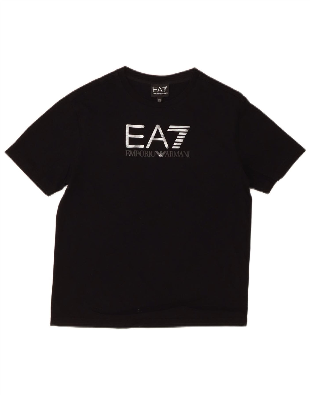 EMPORIO ARMANI Jungen-T-Shirt mit Grafik, 11–12 Jahre, schwarze Baumwolle