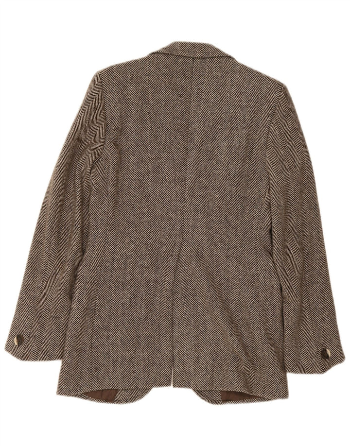 Vintage Herren 2-Knopf-Blazerjacke IT 46 Kleines braunes Fischgrätenmuster
