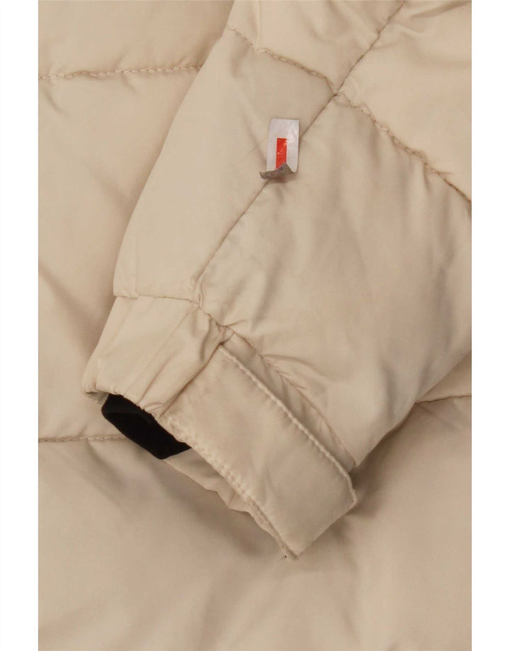 KHUJO Wattierter Damenmantel mit Kapuze, UK 10, Größe S, gebrochenes Weiß, Polyester