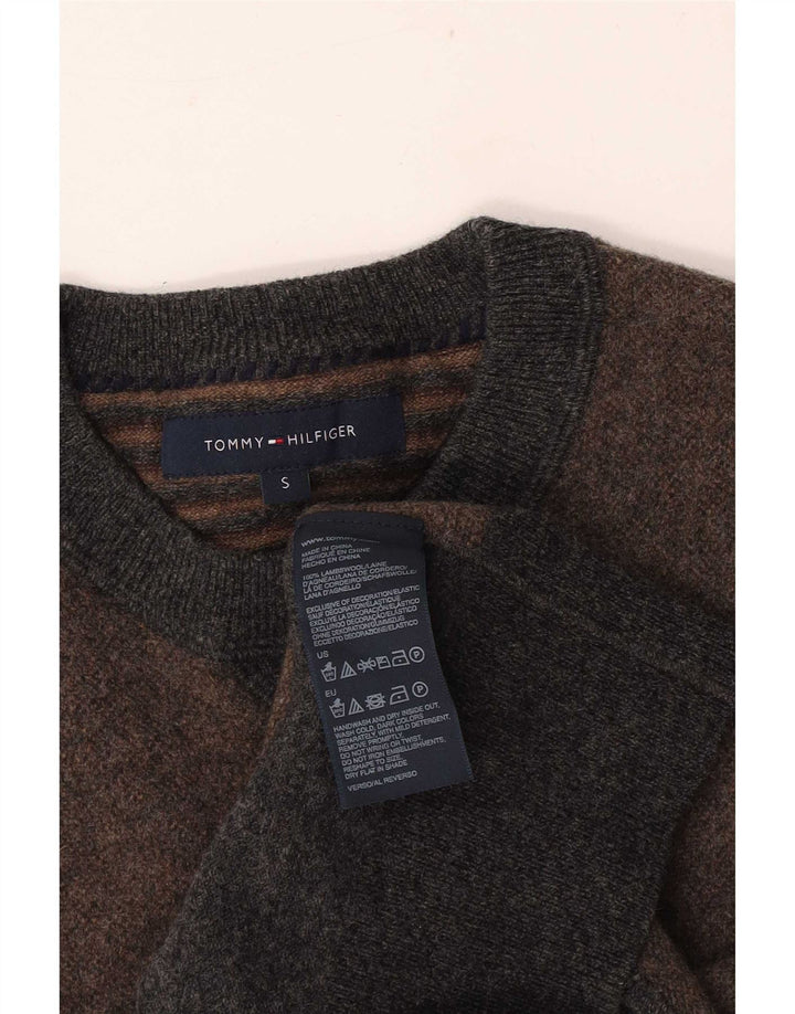 Tommy Hilfiger Herren-Pullover mit Rundhalsausschnitt, Größe S, Grau, Farbblock