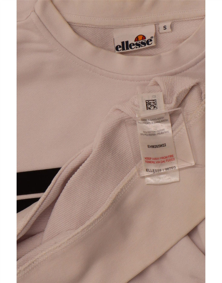 ELLESSE Herren-Sweatshirt mit Grafik, Größe S, Weiß, Farbblock-Baumwolle