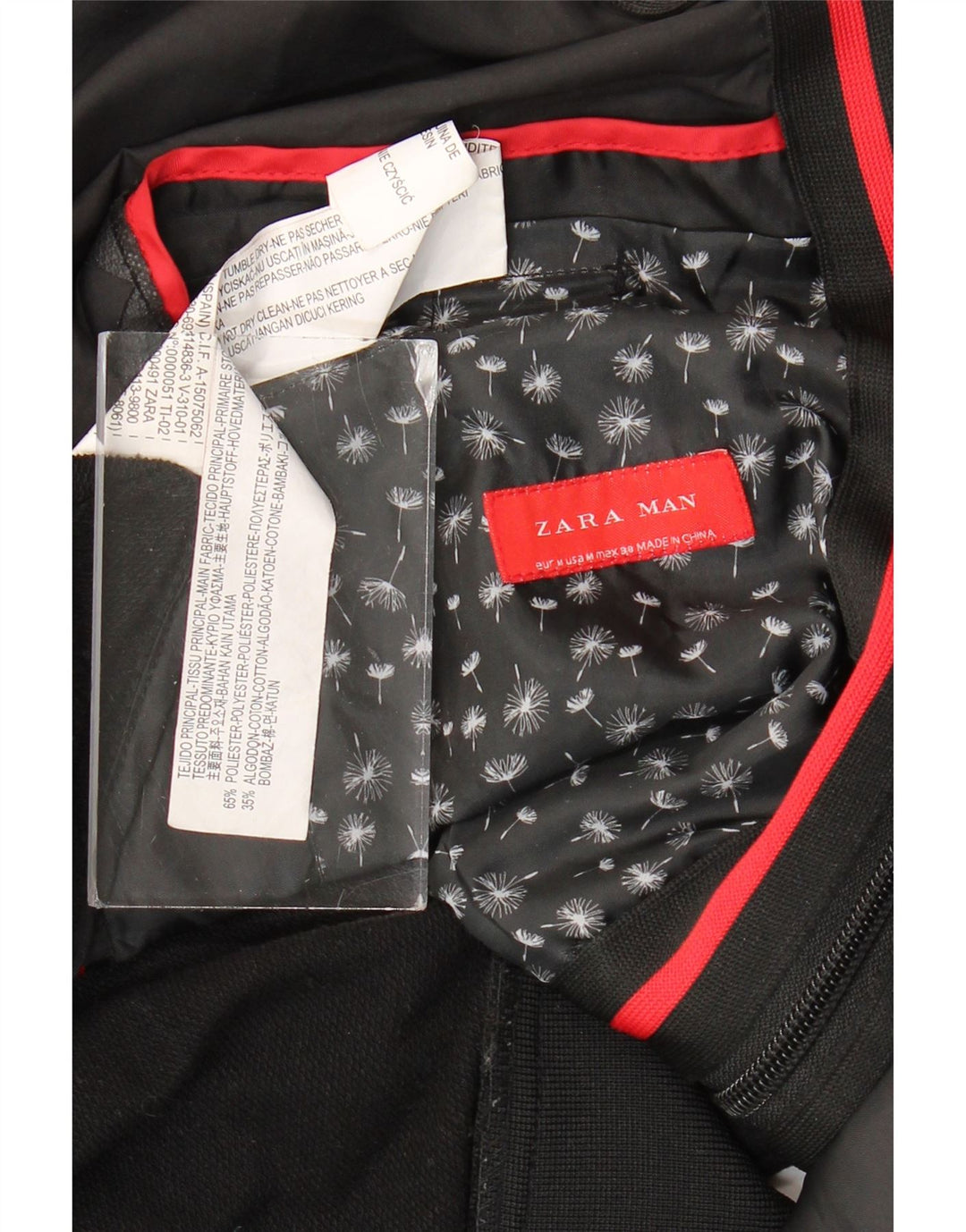 Zara Herren-Bomberjacke mit Kapuze, UK 38, Mittelschwarz, Colourblock-Polyester