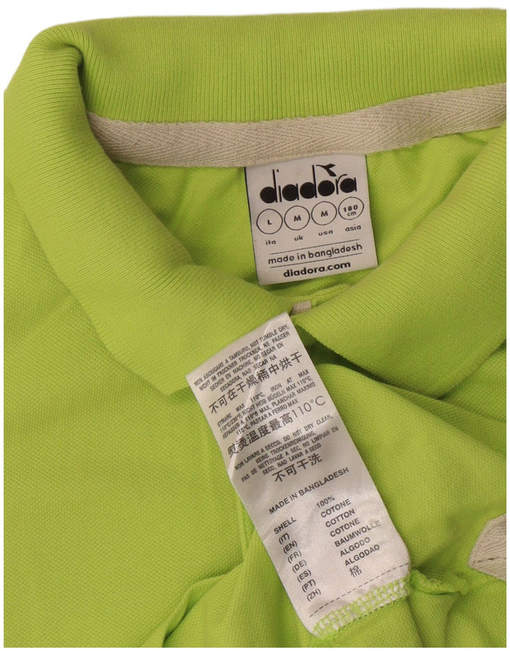 DIADORA Mens Polo Shirt Medium Green Cotton