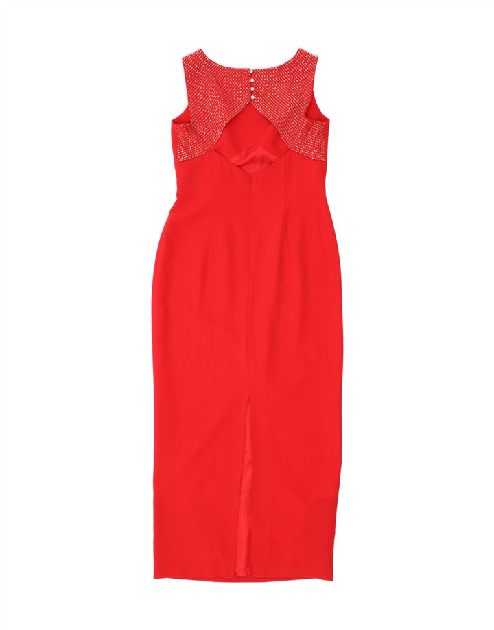 FRANK USHER Womens Sleeveless Maxi Bodycon Dress UK 12 Medium Red Vintage Frank Usher and Second-Hand Frank Usher from Messina Hembry 