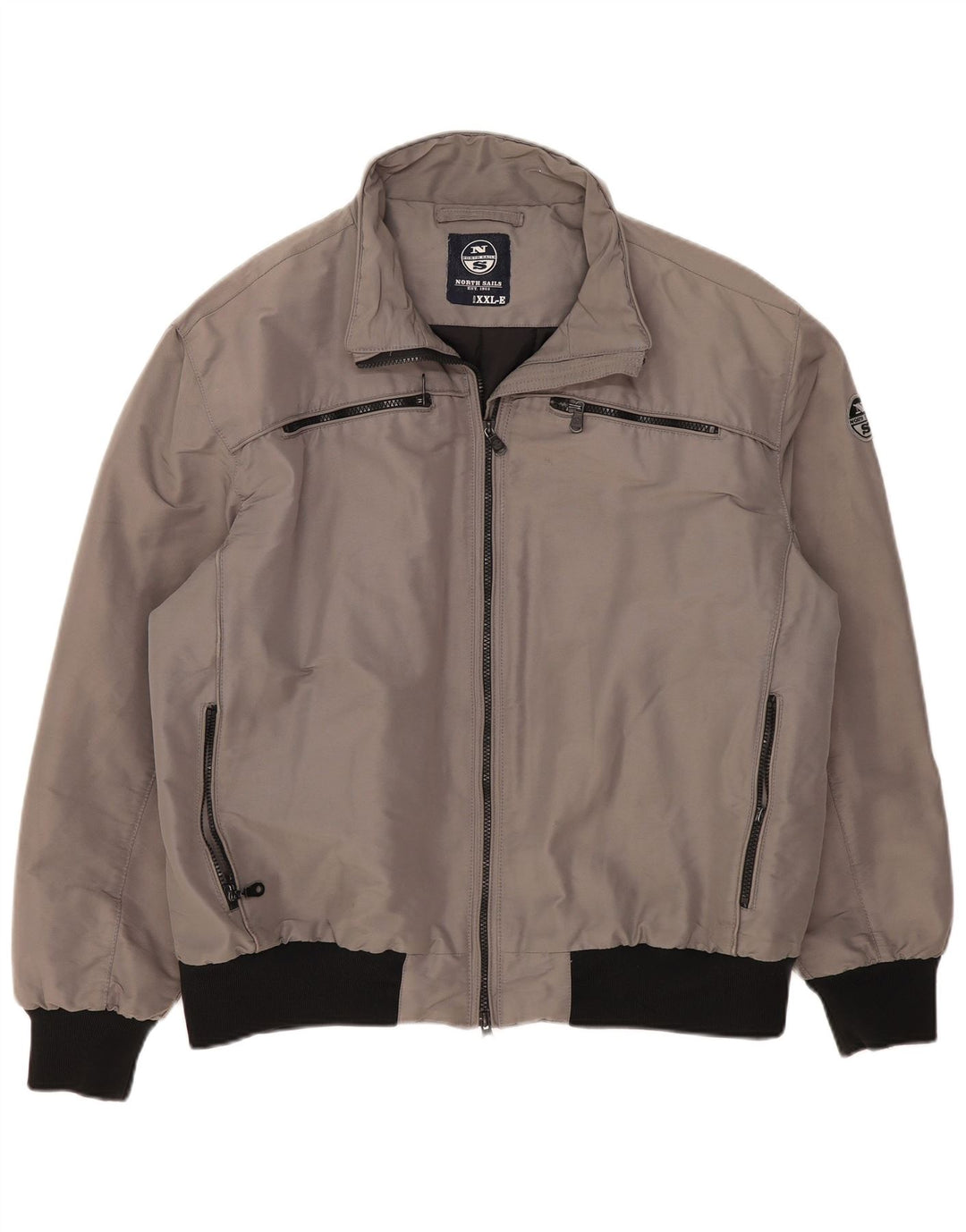 North Sails Herren Bomberjacke UK 44 2XL Graues Colourblock-Polyester