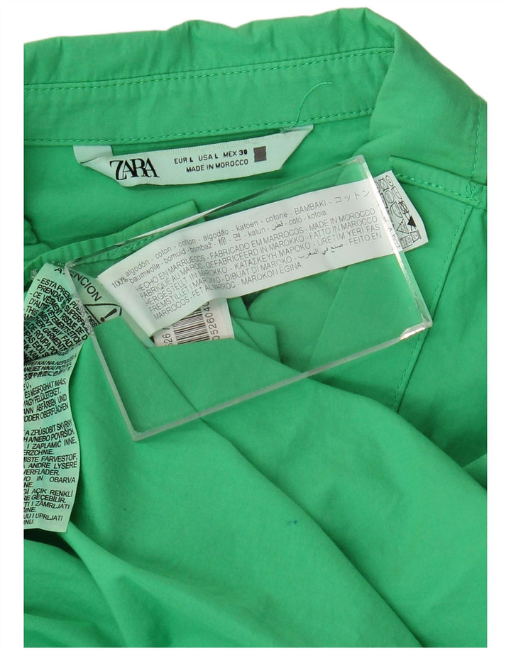 ZARA Damen-Oversize-Hemd, Gr. 40, Größe L, Grün, Baumwolle