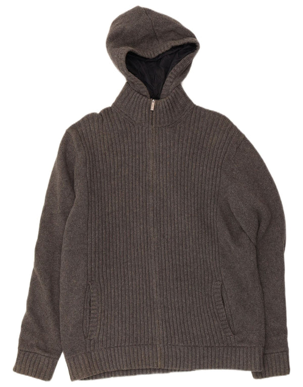 Massimo Dutti Herren Kapuzenstrick-Wendejacke UK 42 XL Grau