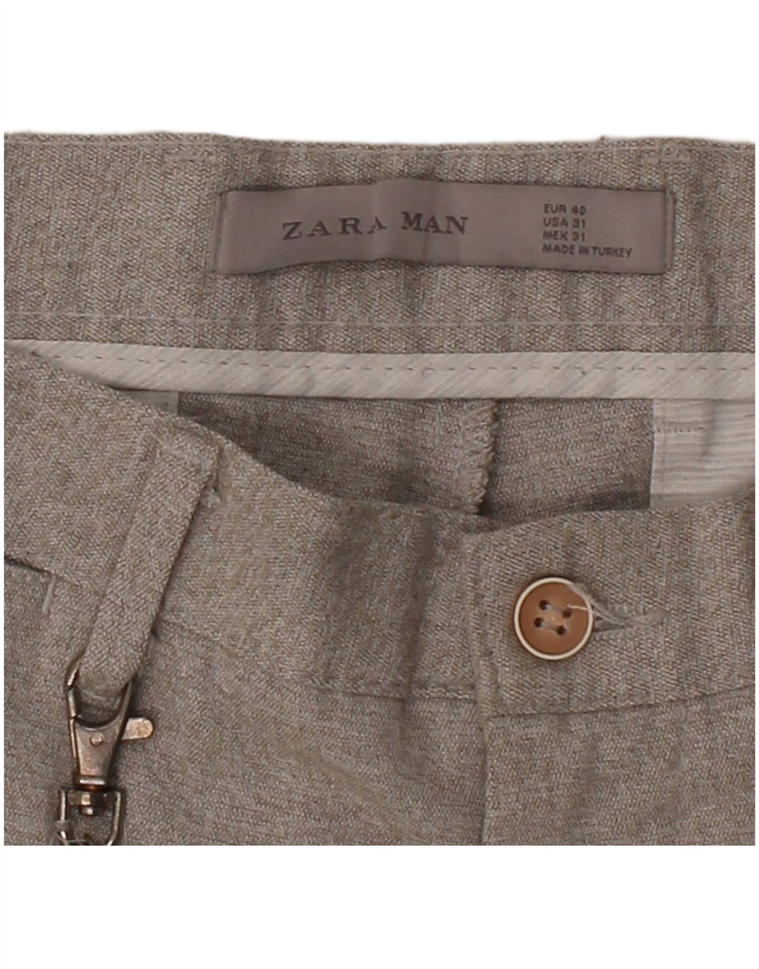 ZARA Mens Slim Chino Trousers EU 40 Medium W31 L27 Grey