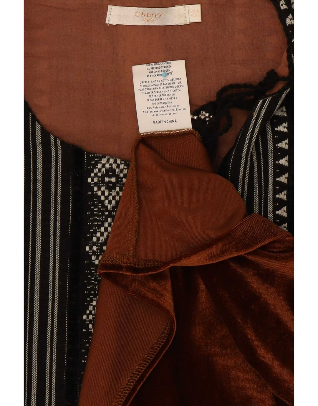 Vintage Damen Cardigan Top UK 16 Großes braunes geometrisches Polyester