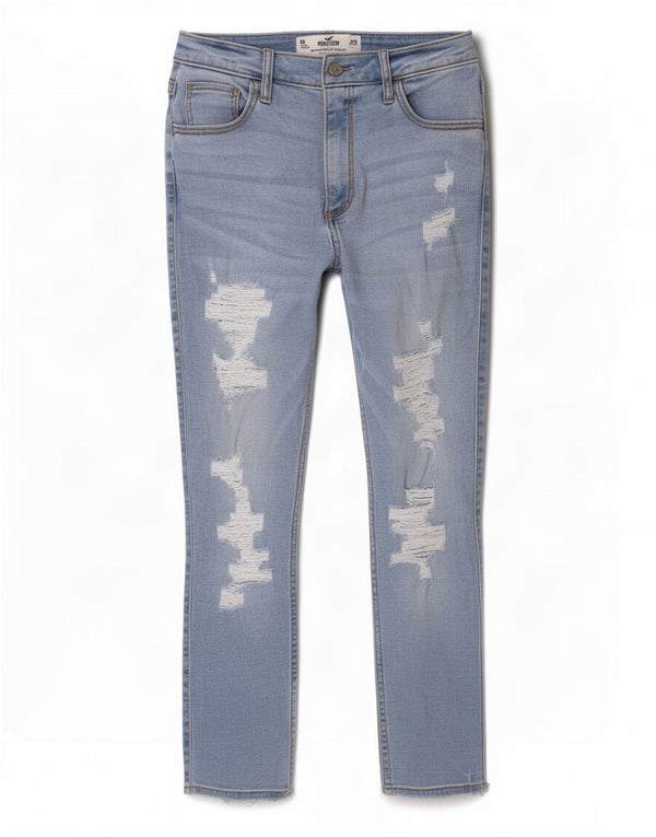 Hollister Damen Curvy High Rise Crop Skinny Jeans US 9 Medium W29 L24 Blau