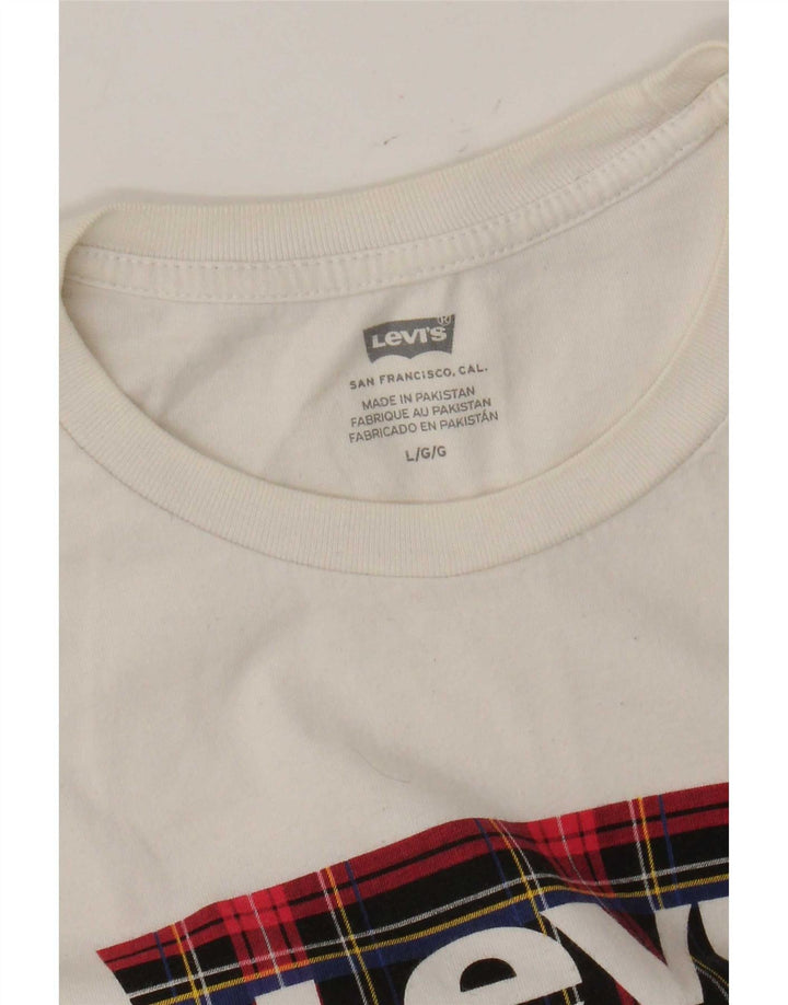 Levi's Herren-T-Shirt mit Grafik, Größe L, gebrochenes Weiß
