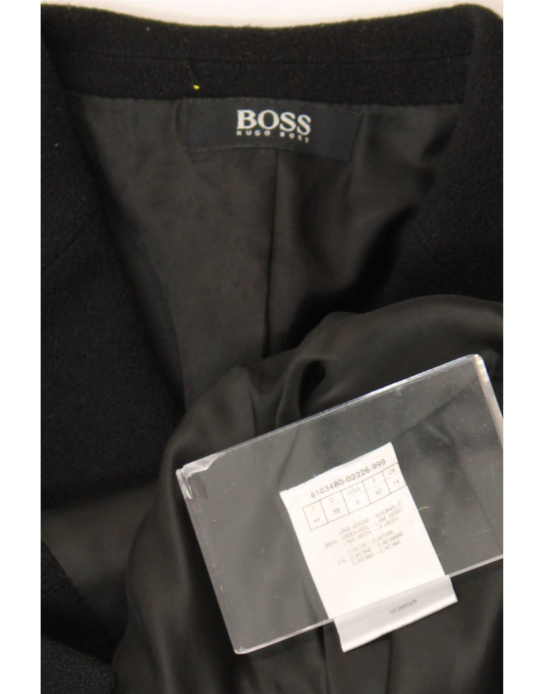 Hugo Boss Damen 3-Knopf-Blazerjacke UK 14 Mittelschwarze Schurwolle