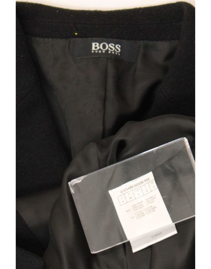 Hugo Boss Damen 3-Knopf-Blazerjacke UK 14 Mittelschwarze Schurwolle