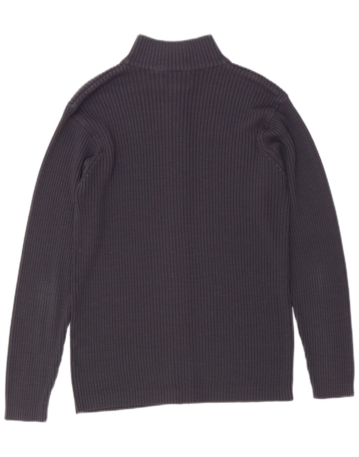 VINTAGE Herren Cardigan Pullover Großes Marineblaues Acryl