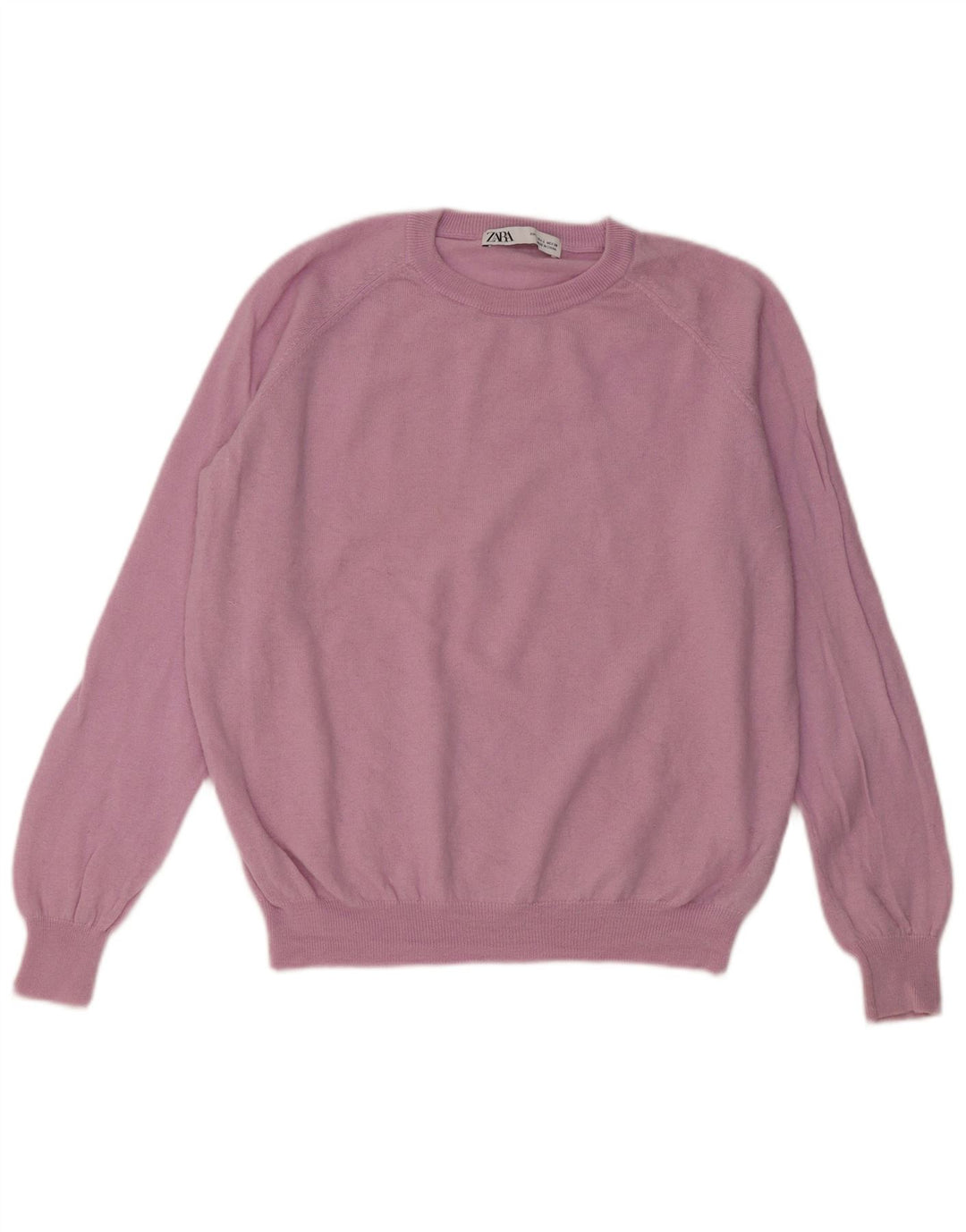 Zara Damen-Pullover mit Rundhalsausschnitt, UK 16, große rosa Wolle