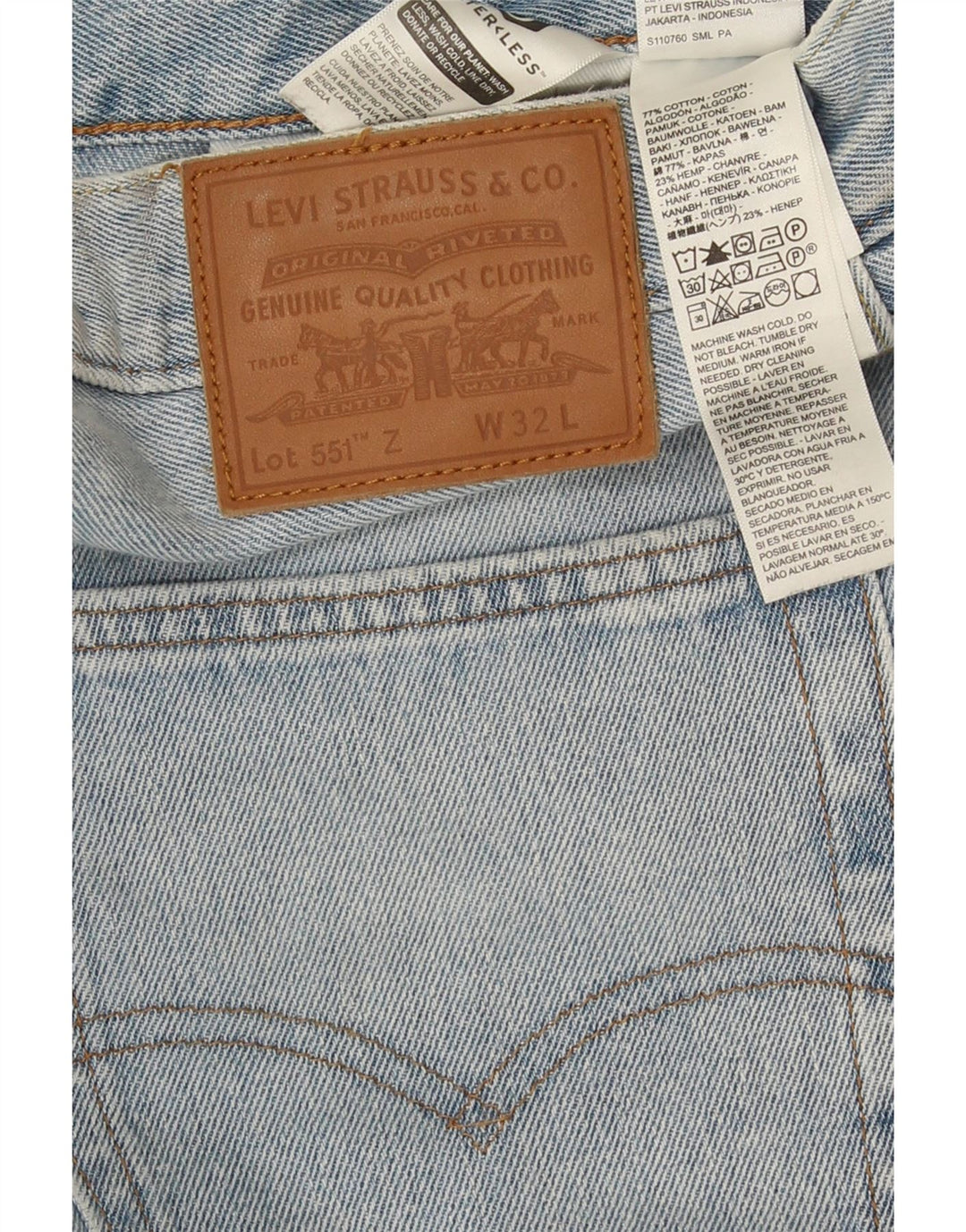 Levi's Herren 551 Straight Jeans W32 L28 Blaue Baumwolle