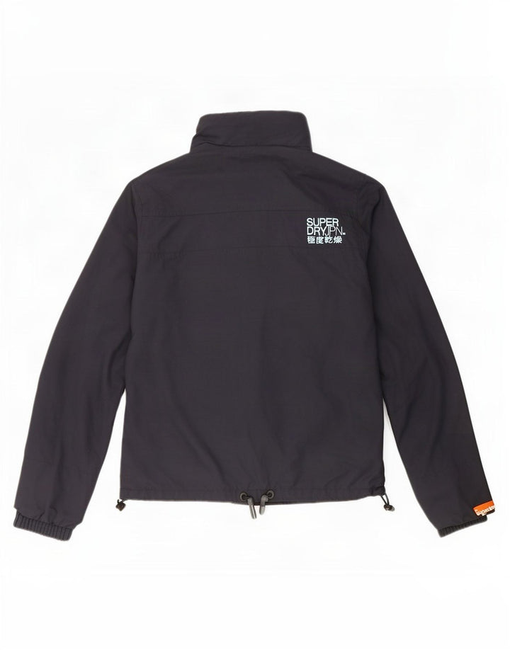 Superdry Damen Regenjacke UK 14 Large Marineblaues Nylon