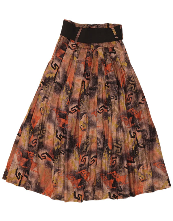 Vintage Damen Maxi High Waist Flared Rock W28 Mittelbraun Patchwork