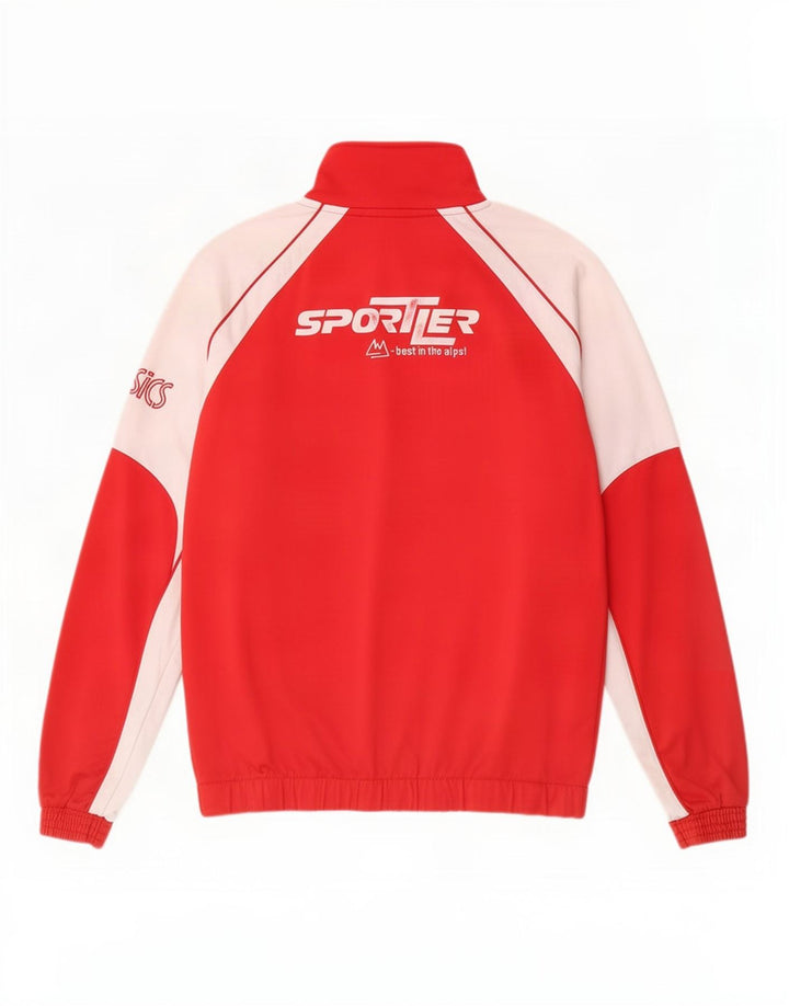 Asics Herren-Trainingsanzug mit Grafik-Oberteil, Mittelrotes Farbblock-Polyester