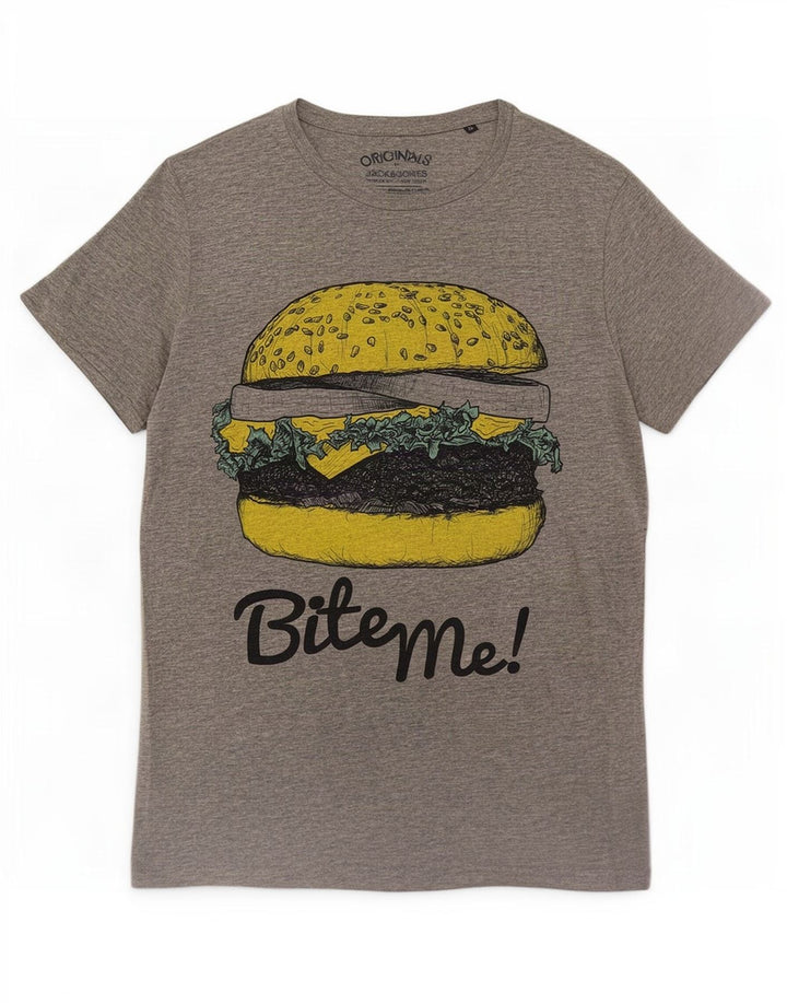 Jack & Jones Herren-T-Shirt mit Grafik, mittelgraue Baumwolle