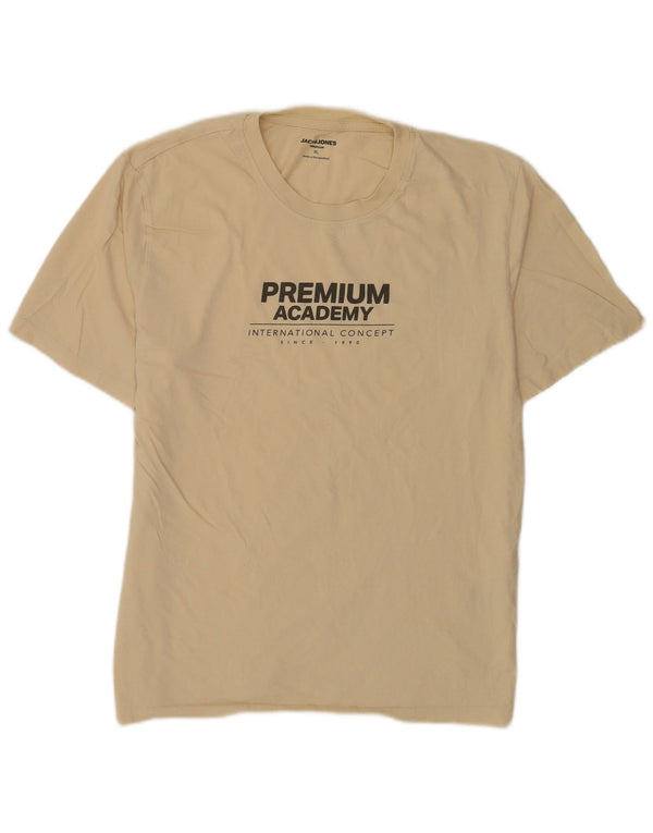 Jack & Jones Herren Grafik T-Shirt Top XL Beige Baumwolle