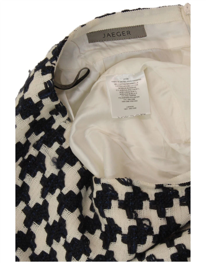 JAEGER Damen Bleistiftrock UK 8 Small W27 Schwarze Hahnentritt-Baumwolle